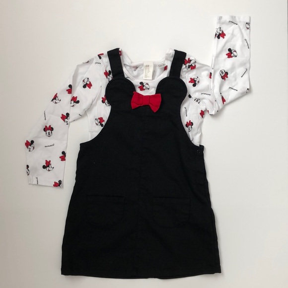 H&M Other - H&M Minnie Mouse 3-4Y Bib Overall Dress + Top